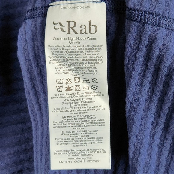 Rab Ascender Light‎ Hoody Womens US 6 Blue Full Zip Lightweight Fleece Jacket - Picture 5 of 9